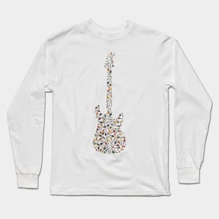 Guitar Silhouette Filled with Guitars Long Sleeve T-Shirt